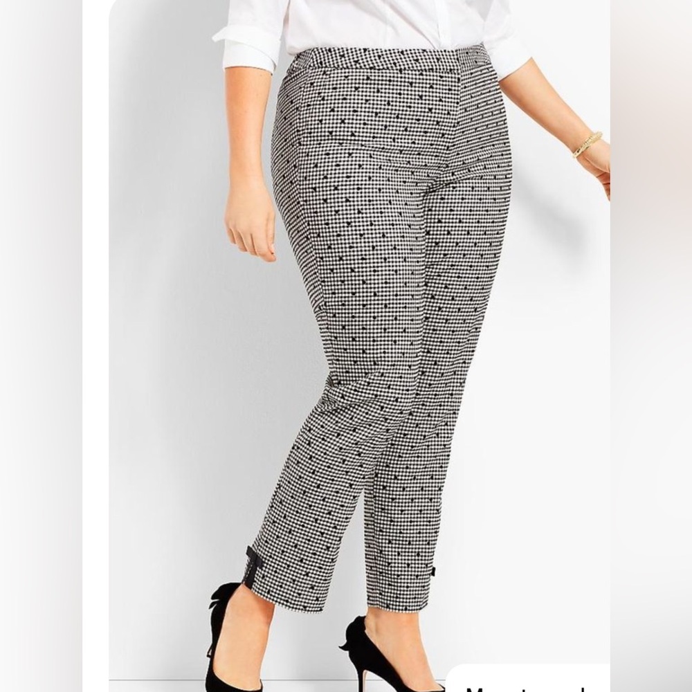 Talbots Women's Curvy Polka Dot Black and White Wool Dress Pants Plus Size 16